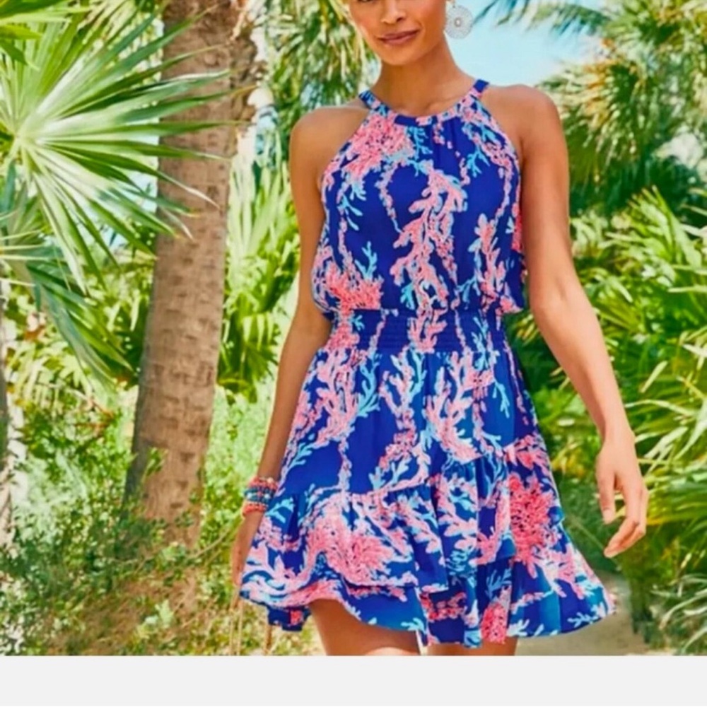 Lilly Pulitzer Coral Blue / Pink / Orange Pamelyn Dress